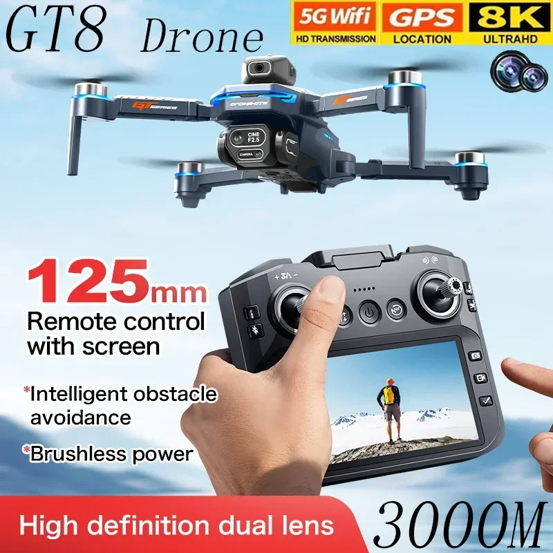 Drone Camera Night Vision - GT8 Drone Obstacle Avoidance Belt 4.3-inch